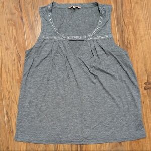 Juicy Couture Studded Sleeveless Tee‎  V-Cutout Women's Large Grey Tank EUC Y2K
